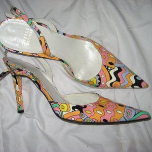 STUART WEITZMAN PUMPS SLINGBACK SHOES WHIMSICAL MULTI-COLOR SZ 8.5  M US